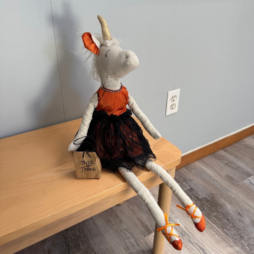 Halloween Unicorn Rag Doll Shelf Sitter Whimsical Ballet Cute Kids Fall Decor